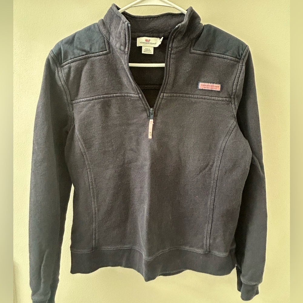Vineyard Vines navy Quarter-Zip Pullover woman's medium shep shirt - Picture 1 of 5